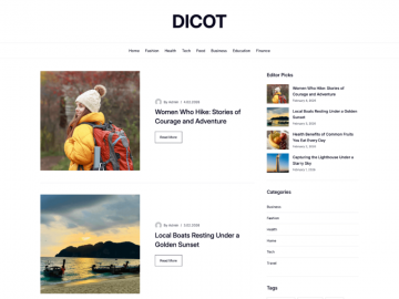 Daily Journal Dicot is an elegant WordPress theme designed for personal expression and creativity.