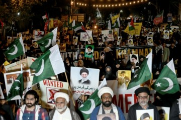 Pro-Iran demonstrators voice opposition against US actions in Pakistan and Iraq through protests.