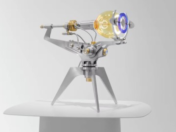 Innovative 9-kilogram lamp, crafted from 120 unique parts, showcases extraordinary artistic design.