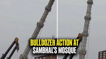 Bulldozer Action in Sambhal: 35-Foot-Tall Minaret Demolished, Mosque Razed Amid Heavy Security