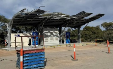 Best EV charger on Nullarbor" out of action after truck reportedly smashes into solar canopy