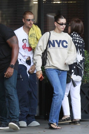 Hailey Bieber Dresses Up Her Vintage NYC Merch in LA