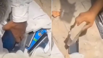 Viral Video Shows Villagers Destroying Smartphones With Bricks, Sparks Debate on Digital Addiction