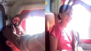 Mera Baap Nahi Manega: Man Applies Sindoor On Woman's Forehead In Moving Train; Viral Video Sparks Debate Over Love Family Consent