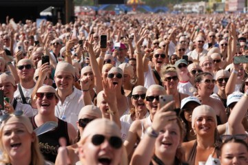 Pitbull Sets Guinness World Record for Most Bald Caps at London Festival