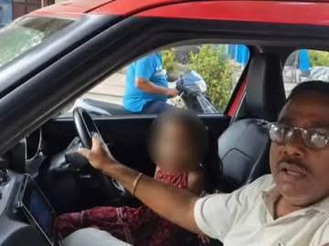 For Guinness World Record...: Hyderabad cop booked for letting 6-year-old granddaughter drive car