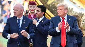 FIFA President Infantino addresses media with Donald Trump before final