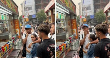 Lamine Yamal filmed while stopping for street food with girlfriend as Spain superstar strolls around New York before FIFA World Cup final
