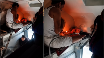 Viral Video Of Passenger Performing Puja With Oil Lamp Inside Train Triggers Rail Safety Debate