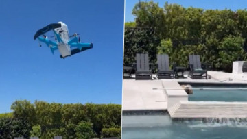 Amazon Prime Air Drone Drops Customer's Package Into Swimming Pool During Her First Drone Delivery, Video Goes Viral