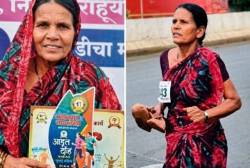 47-year-old Indian mother wins marathon barefoot to pay daughter's school fees