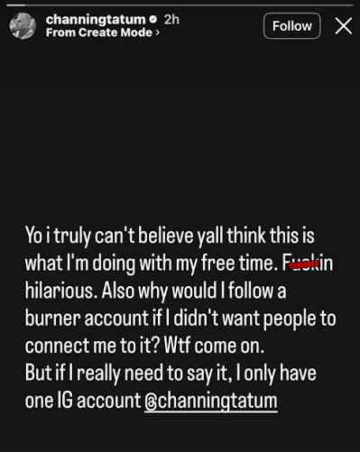 Channing Tatum Responds to the Internet’s Viral Burner Account Theory