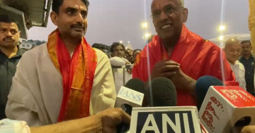 Nara Lokesh and Singapore Minister K Shanmugam Offer Prayers at Tirumala Temple