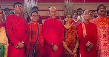 Indian envoy Dinesh Trivedi attends Mahalaya celebrations at Dhakeshwari Temple in Dhaka