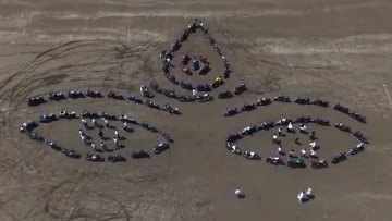 71 Bikes, One Divine Tribute! Surat Bikers Create a Giant Goddess Durga Portrait at Dabhari Beach