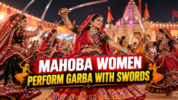 Garba? Nah, Warrior Mode Activated! ⚔️ 350+ Mahoba Women Channel Rani Lakshmibai’s Spirit with Sword Dance This Navratri
