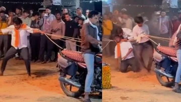 Bruhh Really Put His Neck on the Line, Literally! Six Motorcycles Pull Ropes Around His Neck in a “What Could Possibly Go Wrong?” Stunt 😭