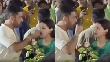 Garba Night, Ice-Cream Heist! 🍦 Captain Cool Pulls a Sweet Prank on Sakshi at Ambani’s Navratri Bash.