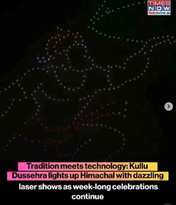 Whooaahh!! 🤩✨ Tradition Meets Tech! Kullu Dussehra Lights Up With Lasers, Drone Show Next