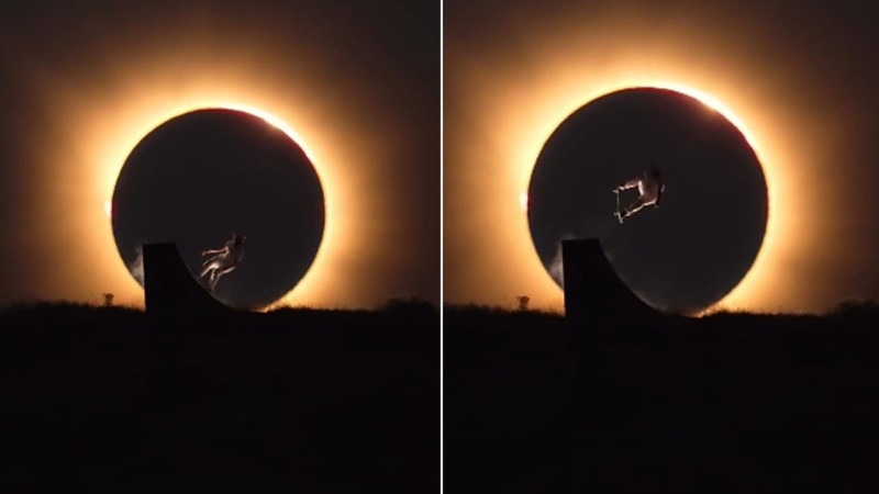 Olympic Skateboarder Times Perfect Jump With Solar Eclipse, Stunning Video Goes Viral