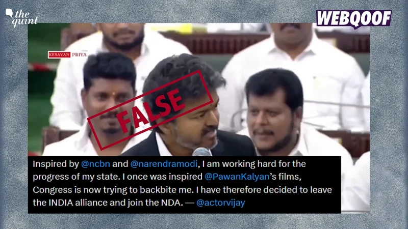 Did Tamil Nadu CM Vijay Say That He's Joining the NDA? No, Claim Is False!
