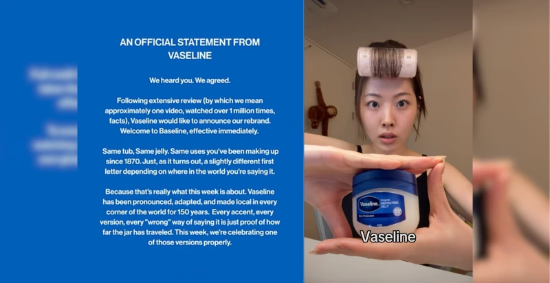 Vaseline 'rebrands' as 'Baseline' after Korean creator's pronunciation goes viral