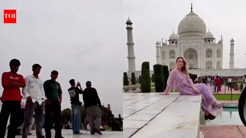 Photographer confronts crowd surrounding foreign female tourist at Taj Mahal; video sparks debate on "Civic Sense"