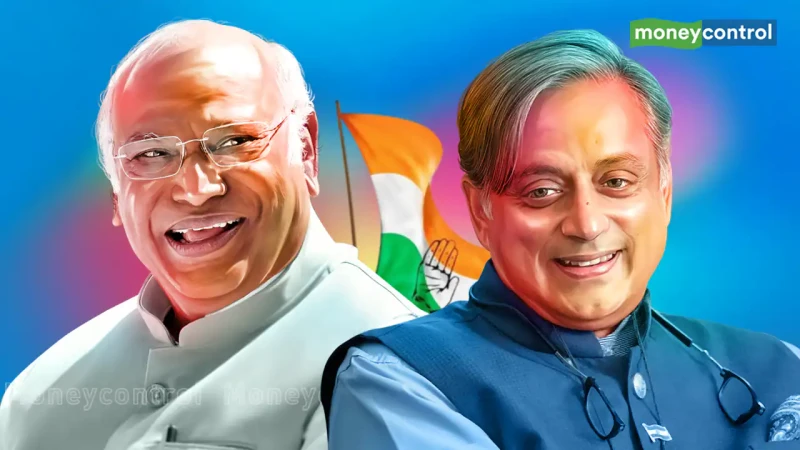 Kharge jabs Tharoor at CWC meet: 'Attend, don't just write articles'- Moneycontrol.com