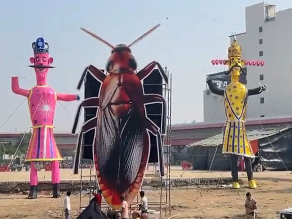 Ravana, Meghnad, Kumbhakarna… and a Cockroach? Delhi’s 30 Foot Cockroach Effigy Sparks Political Buzz, AAP Seeks FIR